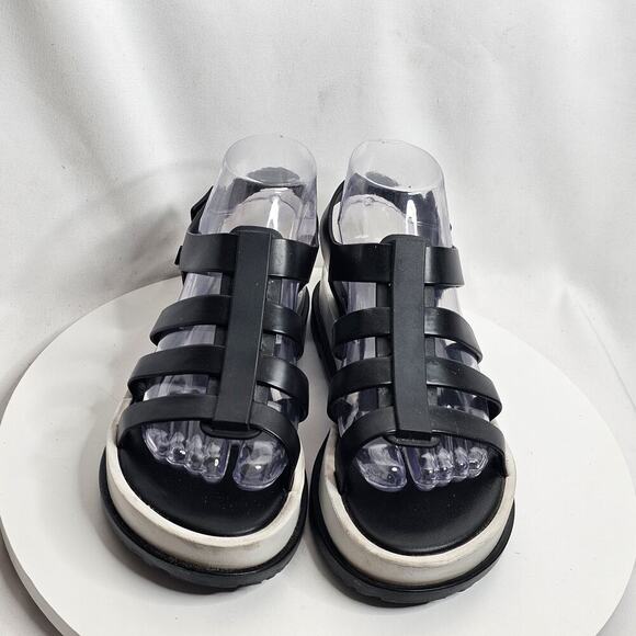 Melissa Flox III Women's Shoes Size 7 Jelly Flat Black/White Platform Sandals - Picture 3 of 8